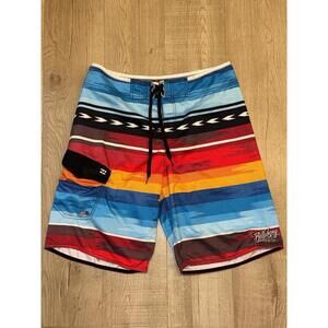 Billabong Inicio De Ola Mexican Aztec Swim Trunks Mens 34 (M/L)10" Board Shorts